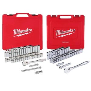 48-22-9008-48-22-9010 3/8 in. and 1/2 in. Drive SAE/Metric Ratchet and Socket Mechanics Tool Set (103-Piece)