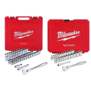 48-22-9010-48-22-9044 1/2 in. and 1/4 in. Drive SAE/Metric Ratchet/Socket Mechanics Tool Set (72-Piece)
