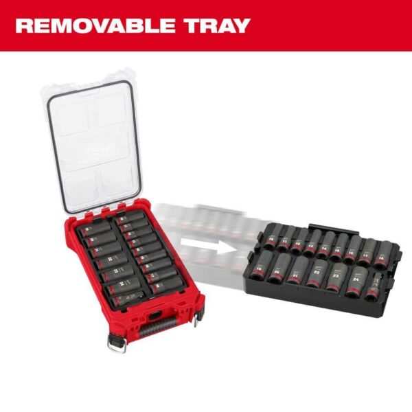 1/2 in. Drive SAE/Metric Ratchet   Socket Tool Set   1/2 in. Drive Metric Deep Well PACKOUT Impact Socket Set (63-Piece) - Image 10
