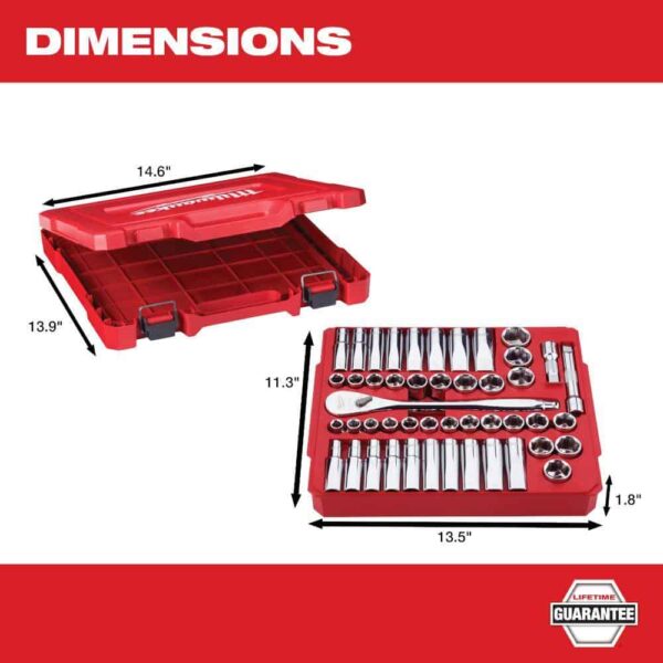 1/2 in. Drive SAE/Metric Ratchet   Socket Tool Set   1/2 in. Drive Metric Deep Well PACKOUT Impact Socket Set (63-Piece) - Image 4