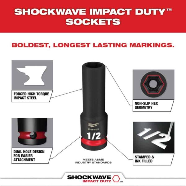 1/2 in. Drive SAE/Metric Ratchet and Socket Mechanics with Shockwave 1/2 in. Drive SAE Impact Socket Set (65-Piece) - Image 5