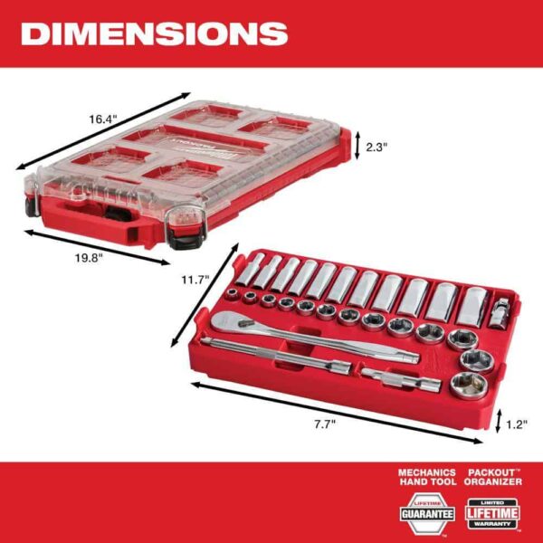 48-22-9481-48-22-9482 3/8 in. Drive SAE/Metric Ratchet and Socket Mechanics Tool Set with PACKOUT Case (60-Piece) - Image 5