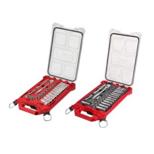 48-22-9481-48-22-9482 3/8 in. Drive SAE/Metric Ratchet and Socket Mechanics Tool Set with PACKOUT Case (60-Piece)