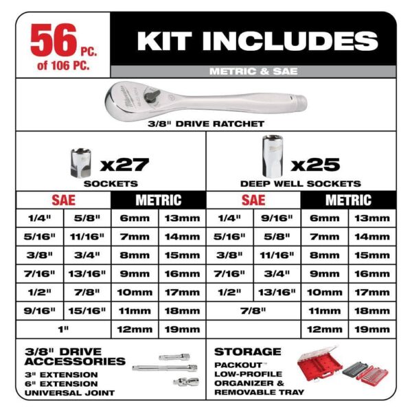 3/8 in. and 1/4 in. Drive SAE/Metric Ratchet and Socket Mechanics Tool Set with PACKOUT Case and Pliers Set (116-Piece) - Image 7
