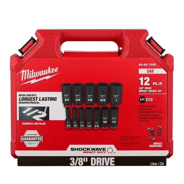 Shockwave 1/4 in. 3/8 in. Drive Deep Well Impact/Chrome Ratchet Socket Set with Packout (132-Piece) - Image 9