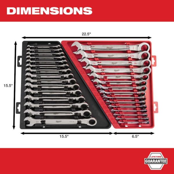 48-22-9416 SAE Ratcheting Combination Wrench Set (15-Piece) - Image 8