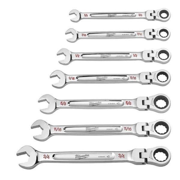 144-Position Flex-Head Ratcheting Combination Wrench Set SAE and METRIC (14-Piece) - Image 6