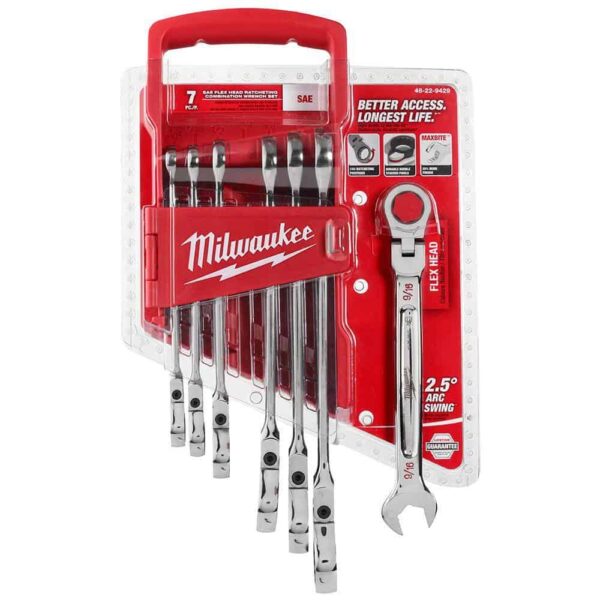 144-Position Flex-Head Ratcheting Combination Wrench Set SAE and METRIC (14-Piece) - Image 7