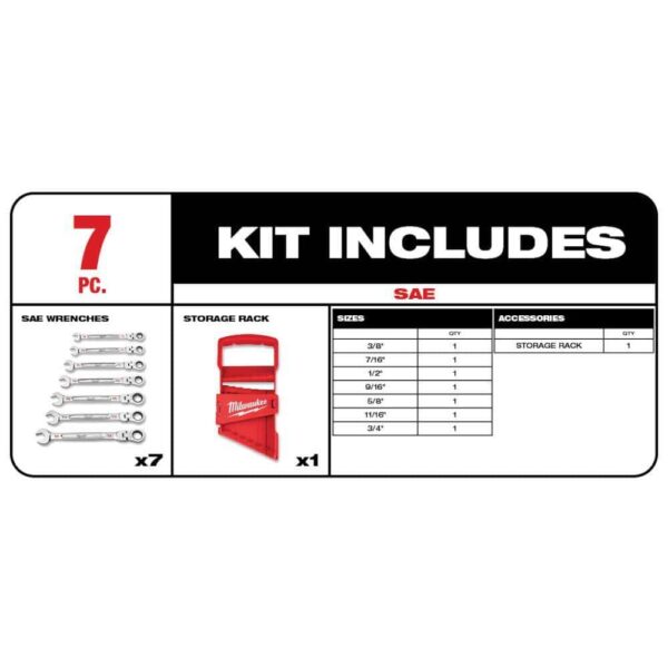 144-Position Flex-Head Ratcheting Combination Wrench Set SAE and METRIC (14-Piece) - Image 4