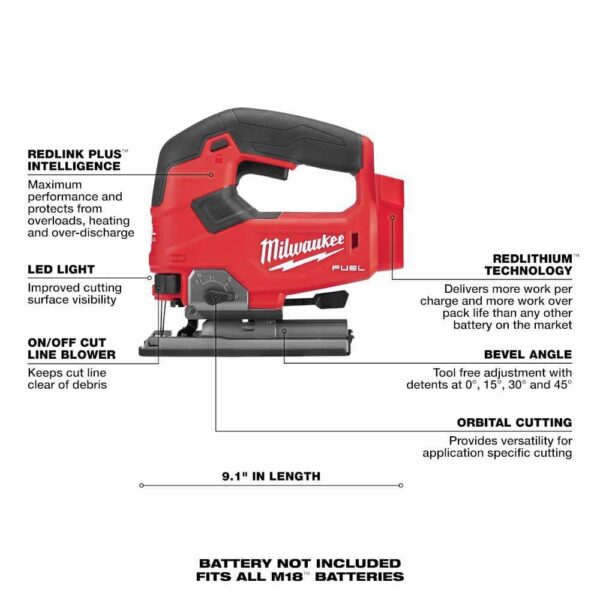 2722-20-2737-20 M18 FUEL 18V Lithium-Ion Brushless Cordless Super SAWZALL Orbital Reciprocating Saw w/FUEL Jigsaw - Image 2
