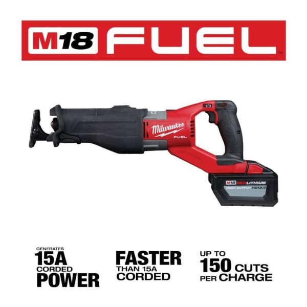 2722-21HD M18 FUEL 18V Lithium-Ion Brushless Cordless SUPER SAWZALL Orbital Reciprocating Saw Kit w/(1) 12.0 Ah Battery - Image 4