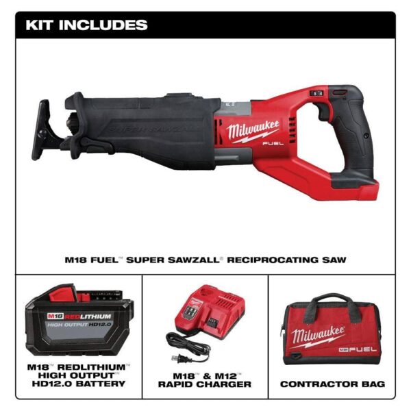 2722-21HD M18 FUEL 18V Lithium-Ion Brushless Cordless SUPER SAWZALL Orbital Reciprocating Saw Kit w/(1) 12.0 Ah Battery - Image 2