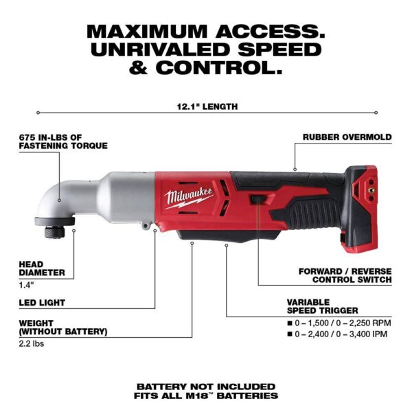 2667-20 M18 18V Lithium-Ion Cordless 1/4 in. Hex 2-Speed Right Angle Impact Driver (Tool-Only) - Image 2