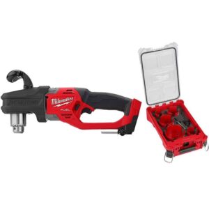2807-20-49-56-9295 M18 FUEL GEN II 18-Volt Lithium-Ion Brushless Cordless 1/2 in. Hole Hawg Right Angle Drill w/9pc PACKOUT Hole Saw Kit