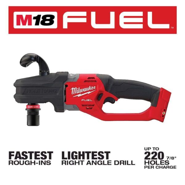2808-20-49-56-9295 M18 FUEL 18V Lithium-Ion Brushless Cordless Hole Hawg 7/16 in. Right Angle Drill w/Quick-Lok w/9pc PACKOUT Hole Saw Kit - Image 2