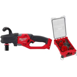 2808-20-49-56-9295 M18 FUEL 18V Lithium-Ion Brushless Cordless Hole Hawg 7/16 in. Right Angle Drill w/Quick-Lok w/9pc PACKOUT Hole Saw Kit