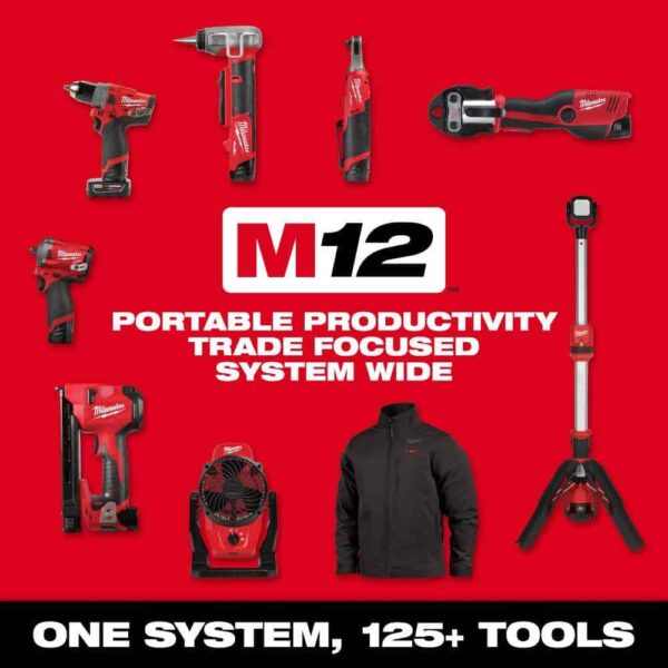 2416-21XC-48-11-2450 M12 FUEL 12-Volt Lithium-Ion Brushless Cordless 5/8 in. SDS-Plus Rotary Hammer Kit with XC High Output 5.0 Ah Battery - Image 9