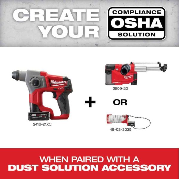 2416-21XC-48-11-2450 M12 FUEL 12-Volt Lithium-Ion Brushless Cordless 5/8 in. SDS-Plus Rotary Hammer Kit with XC High Output 5.0 Ah Battery - Image 3