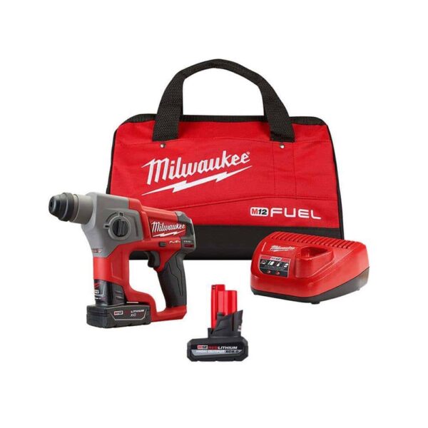 2416-21XC-48-11-2450 M12 FUEL 12-Volt Lithium-Ion Brushless Cordless 5/8 in. SDS-Plus Rotary Hammer Kit with XC High Output 5.0 Ah Battery