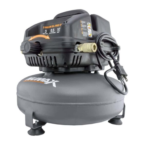 S3GI12CK 3 Gal. Portable Electric Pancake Air Compressor with 2-in-1 Nailer/Stapler, Hose Inflation Kit and Fasteners (400-Count) - Image 2