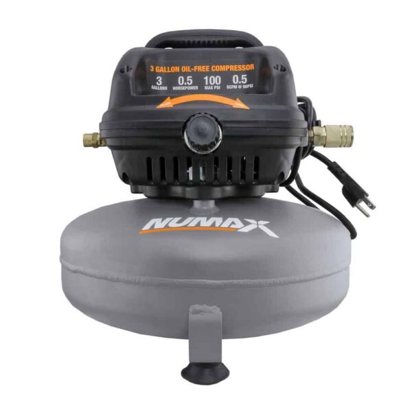 S3GI12CK 3 Gal. Portable Electric Pancake Air Compressor with 2-in-1 Nailer/Stapler, Hose Inflation Kit and Fasteners (400-Count) - Image 3
