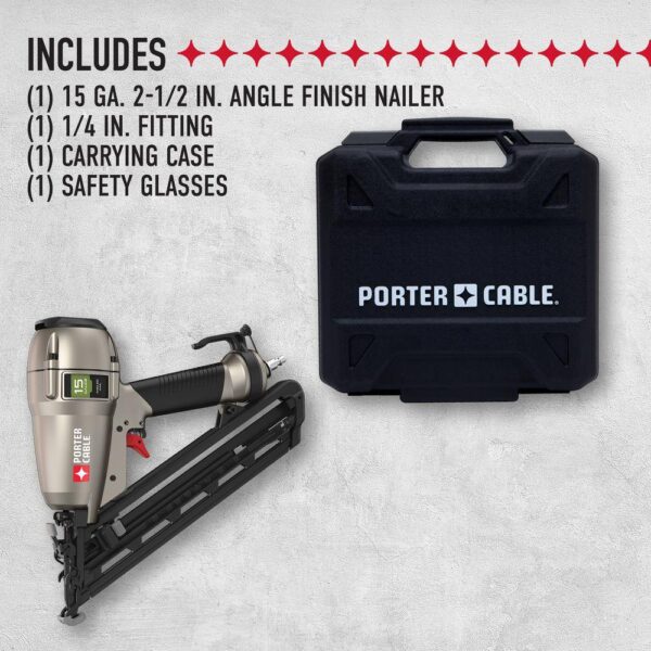 Porter-Cable DA250CC2002 6 Gal. 150 PSI Portable Electric Air Compressor and 15-Gauge Pneumatic 2-1/2 in. Angled Finish Nailer - Image 3
