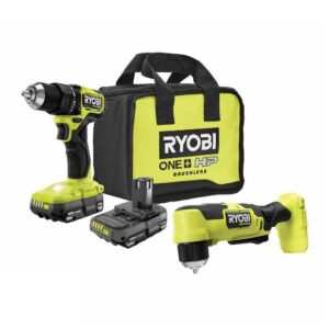 PSBDD01K-PSBRA02B ONE+ HP 18V Brushless Cordless Compact 1/2 in. Drill/Driver, 3/8 in. Right Angle Drill, (2) Batteries, Charger, and Bag