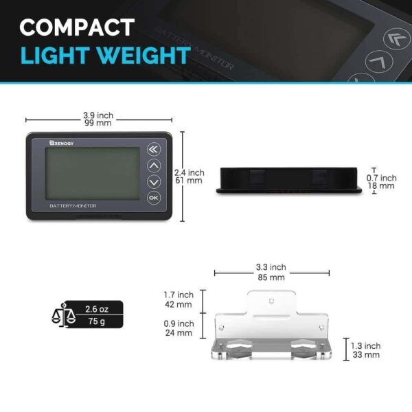 Renogy RBM500-G1 500 Amp Universal Battery Monitor, High and Low Voltage Programmable Alarm - Image 3