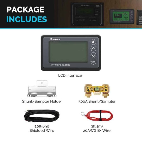 Renogy RBM500-G1 500 Amp Universal Battery Monitor, High and Low Voltage Programmable Alarm - Image 2