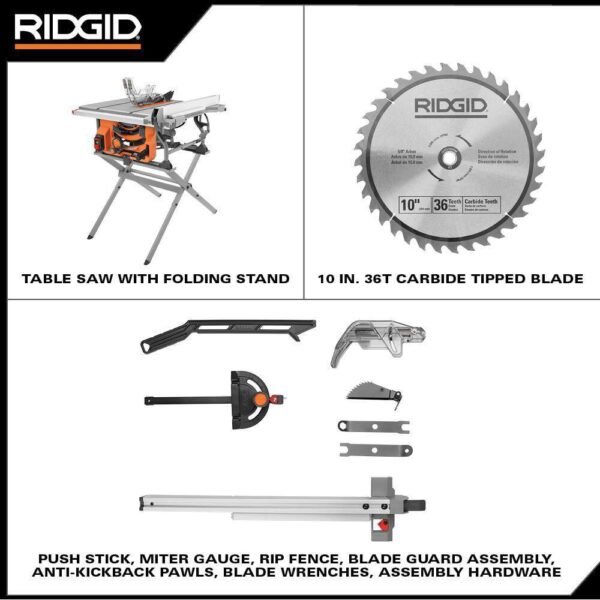 1004372759 15 Amp 10 in. Portable Jobsite Table Saw with Folding Stand - Image 2