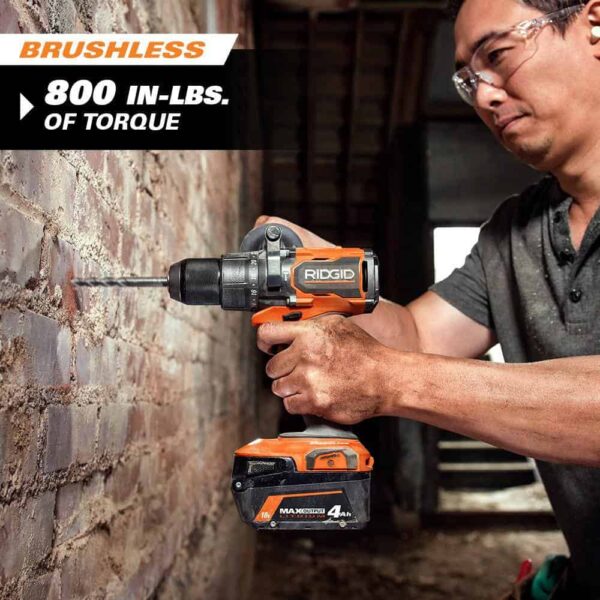 R9208 18V Brushless Cordless 2-Tool Combo Kit with Hammer Drill, Impact Driver, (2) Batteries, Charger, and Bag - Image 8