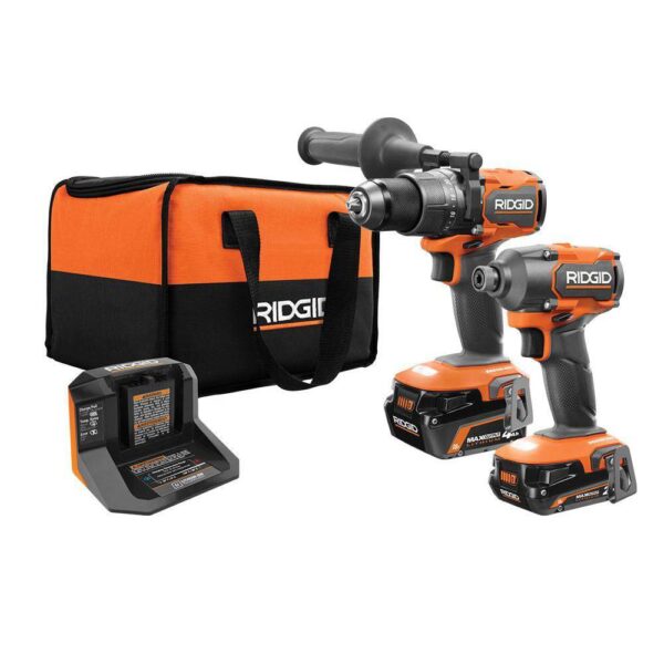 R9208 18V Brushless Cordless 2-Tool Combo Kit with Hammer Drill, Impact Driver, (2) Batteries, Charger, and Bag