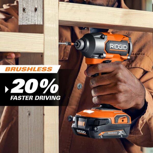 R9208 18V Brushless Cordless 2-Tool Combo Kit with Hammer Drill, Impact Driver, (2) Batteries, Charger, and Bag - Image 5