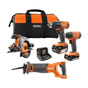 R96256 18V Cordless 4-Tool Combo Kit with (1) 4.0 Ah Battery, (1) 2.0 Ah Battery, Charger, and Bag
