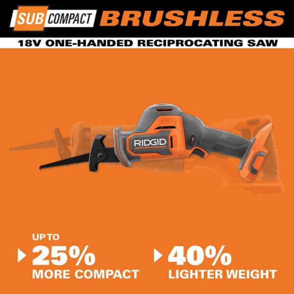 R8648KN 18V SubCompact Cordless Reciprocating Saw Kit   Brushless, One-Handed, 2.0 Ah Battery, Charger - Image 4
