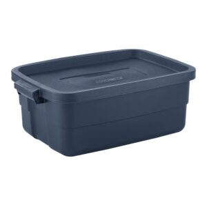 10 Gallon Stackable Storage Container, Dark Indigo Metallic (12 Pack)