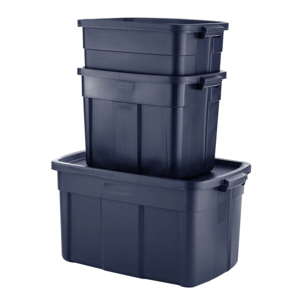 10 Gallon Stackable Storage Container, Dark Indigo Metallic (12 Pack) - Image 3