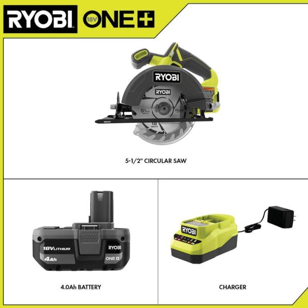 PCL500K1 ONE+ 18V Cordless 5-1/2 in. Circular Saw Kit with 4.0 Ah Battery and Charger - Image 2