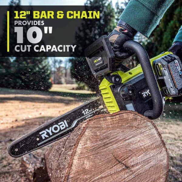 P2570-PS ONE+ HP 18V Brushless Whisper Series Battery 12 in. Chainsaw and 8 in. Pole Saw with 6.0 Ah Battery and Charger - Image 9