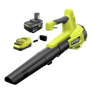 PCLLB01K ONE+ 18V 100 MPH 350 CFM Cordless Battery Variable Speed Jet Fan Leaf Blower with 4.0 Ah Battery and Charger
