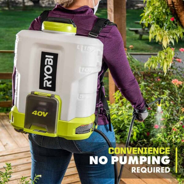 RY404130-SPR 40V HP Whisper Series 155 MPH 600 CFM Cordless Leaf Blower and 4 Gal. Backpack Sprayer with 4.0 Ah Battery and Charger - Image 9