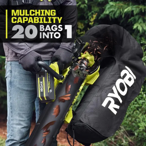RY404150VNM 40V HP Brushless 100 MPH 600 CFM Cordless Leaf Blower/Mulcher/Vacuum with (2) 4.0 Ah Batteries and Charger - Image 4