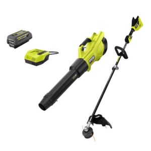 RY40960VNM 40V HP Cordless Leaf Blower   String Trimmer with Battery   Charger