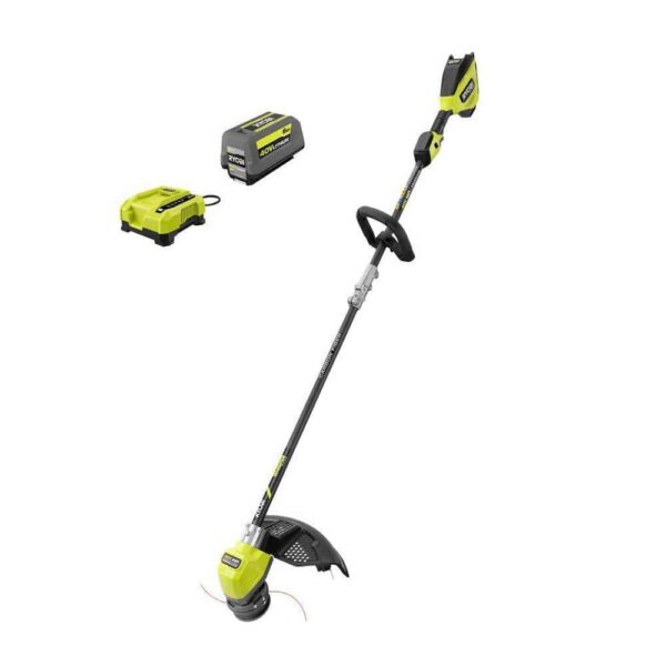 RY402110VNM 40V HP Brushless Whisper Series 17 in. Cordless Battery Carbon Fiber Shaft String Trimmer w/ 6.0 Ah Battery   Charger