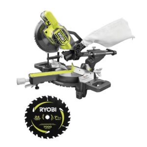 ONE+ PBT01B-A067101 18V Cordless 7-1/4 in. Sliding Compound Miter Saw (Tool Only) with Extra 7-1/4 in. Blade (1-Piece)