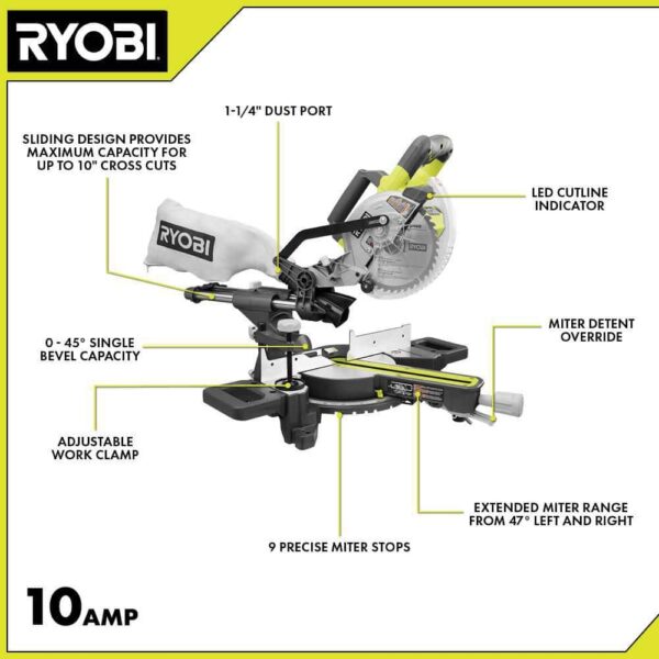 TSS702 10 Amp Corded 7-1/4 in. Compound Sliding Miter Saw - Image 3