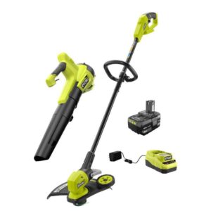 PCLCK202K ONE+ 18V Cordless Battery String Trimmer/Edger and Jet Fan Blower Combo Kit (2-Tools) with 4.0 Ah Battery and Charger