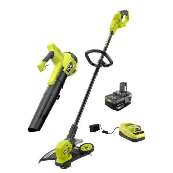 PCLCK202K ONE+ 18V Cordless Battery String Trimmer/Edger and Jet Fan Blower Combo Kit (2-Tools) with 4.0 Ah Battery and Charger