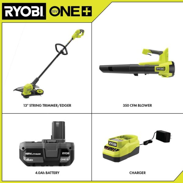 PCLCK202K ONE+ 18V Cordless Battery String Trimmer/Edger and Jet Fan Blower Combo Kit (2-Tools) with 4.0 Ah Battery and Charger - Image 13