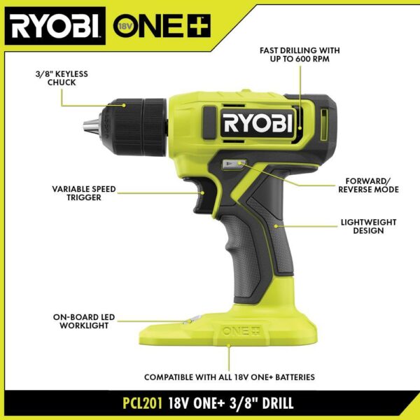 ONE+ PCL201K1 18V Cordless 3/8 in. Drill/Driver Kit with 1.5 Ah Battery and Charger - Image 5
